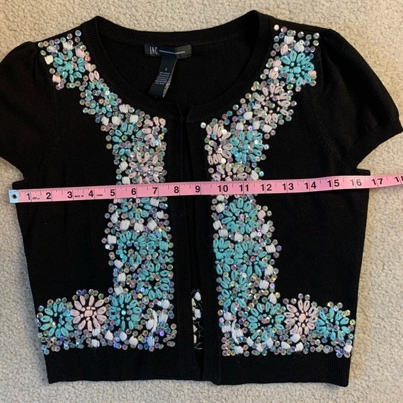 NWT INC International Concepts Black Sequin Shrug Sweater Size Small - Picture 6 of 8